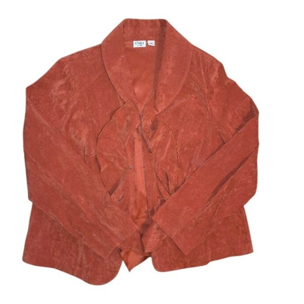 Cato Woman Rust Orange Ruffle Open Front Faux Suede Jacket Blazer Plus Size 20W